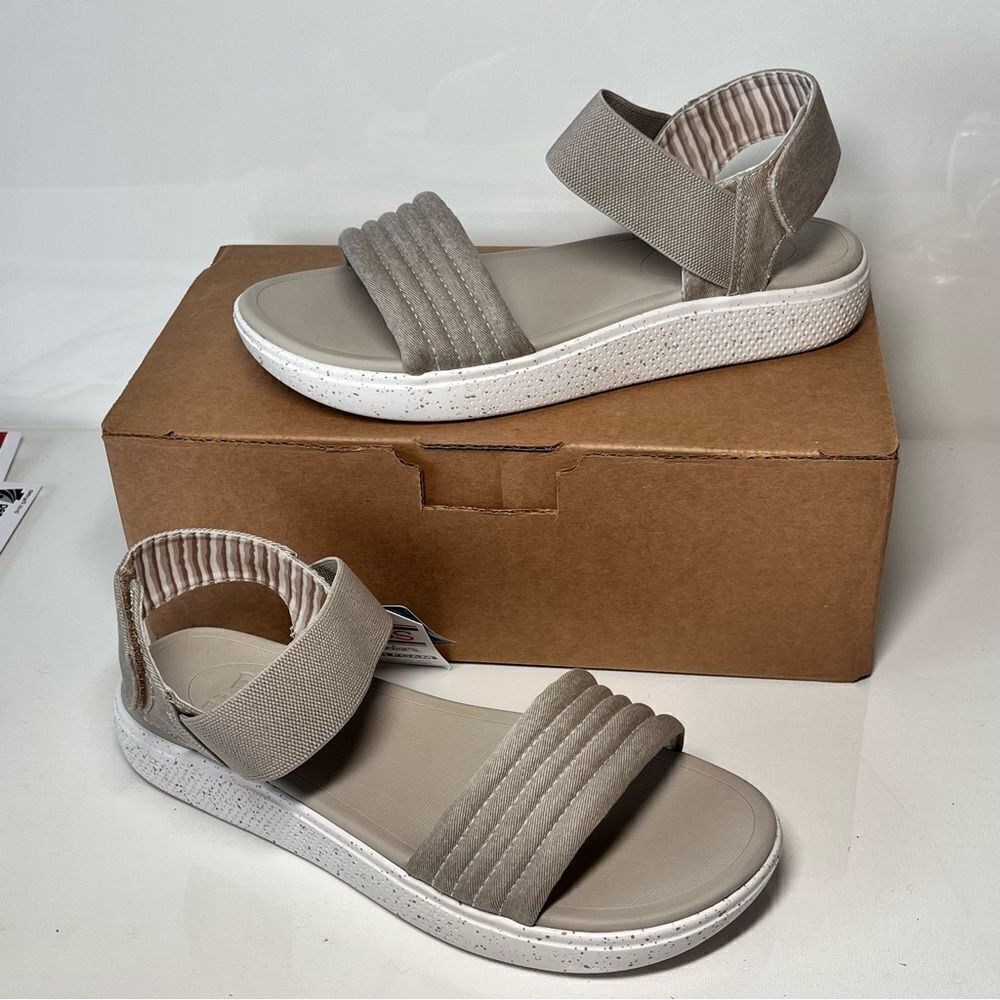 Skechers_BOBS Vegan Washable Summer Skipper Canvas Sandals - Optical Chill - Picture 1 of 7